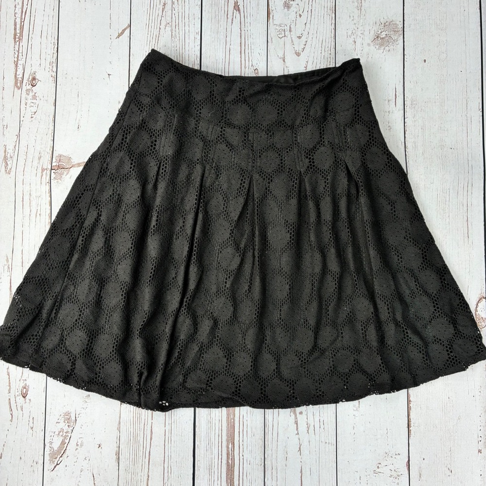 Sport Collection Black Lace Pleated Skirt Womens 6 J10005 Knee Length Flared